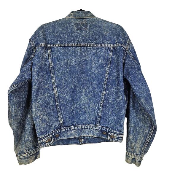 Levis Vintage Jean Jacket USA 1980s Acid Washed Denim Trucker Red Tab Distressed - Picture 2 of 16